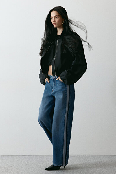 H&M Wide Regular Jeans Yanları Şeritli