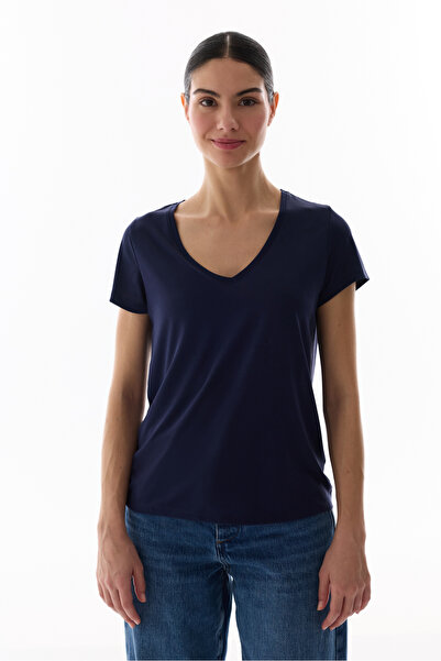 Penti Μπλουζάκι Navy Blue V-Neck Μοντάλ