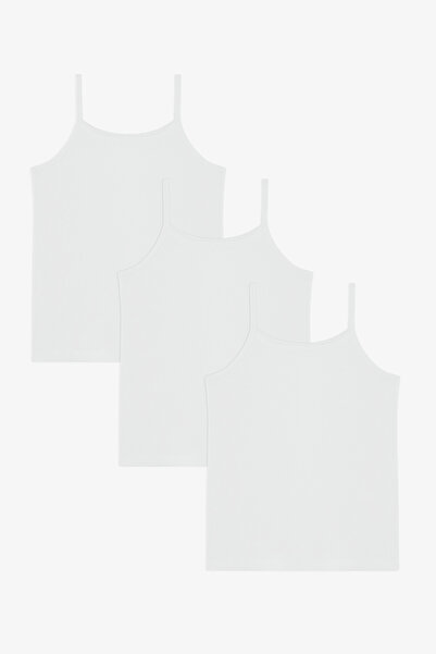 Penti Optical White W Basic Cotton 3-Piece Thin Strap Children's Undershirt