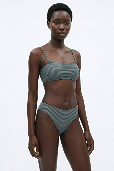 AQUELLA Pleated Gray Bustier Bikini Set