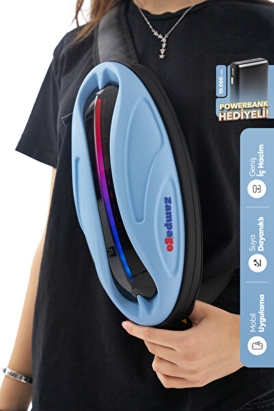 Zampago LED Işıklı Sert Korumalı Bel Çantası – USB Şarjlı, Su Geçirmez, Darbe...