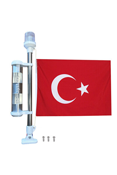 SomayStore Osy Işıklı Bayrak Direği Beyaz Radar Reflektörlü 50CM 12V Led, 30X...
