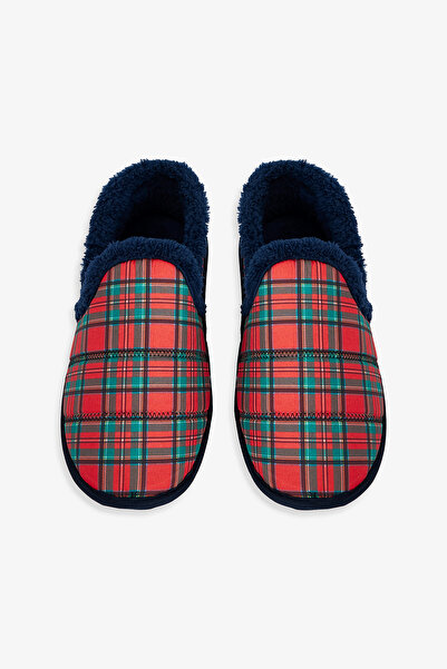 Penti Navy Blue Men's Checkered House Slippers