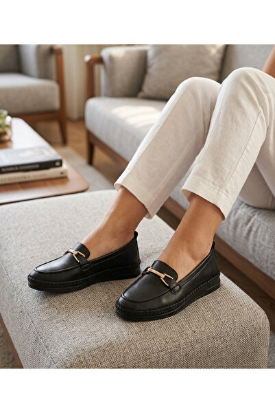 ERN SHOES Дамски черни летни дишащи обувки от естествена кожа, напълно ортопе...