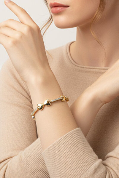 XUPING JEWELRY Stil Incisi/Xupıng Jewelry 14 Ayar Altın Kaplama Kalp Zirkon T...