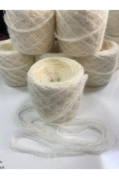 Göçer İplik Since Acrylic Mohair: Cream Color, 2 mm Gold Sequins, All Net Material, 600 Gr.