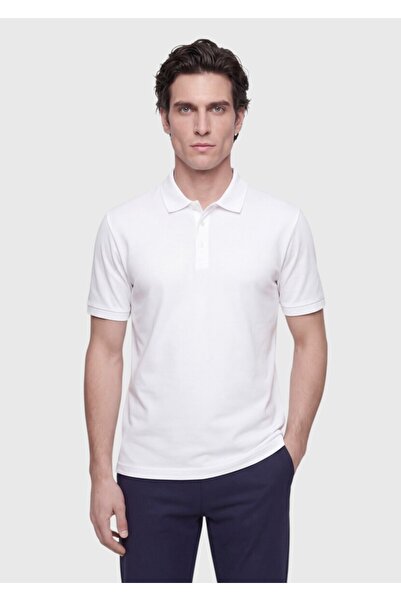 Ramsey Λευκό μονόχρωμο μπλουζάκι πόλο 100% βαμβακερό