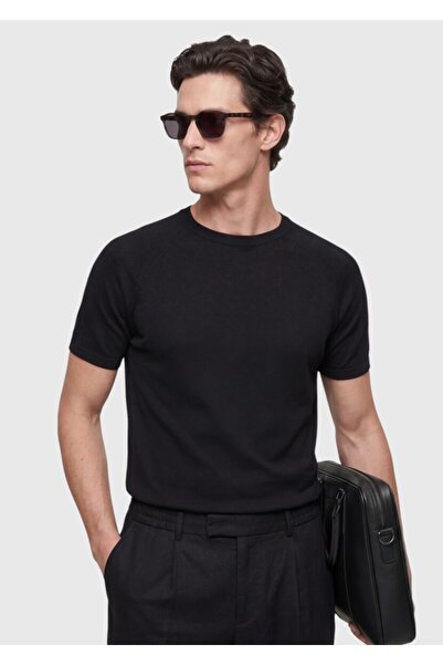 Ramsey Black Plain Knit Silk Blend Knitwear