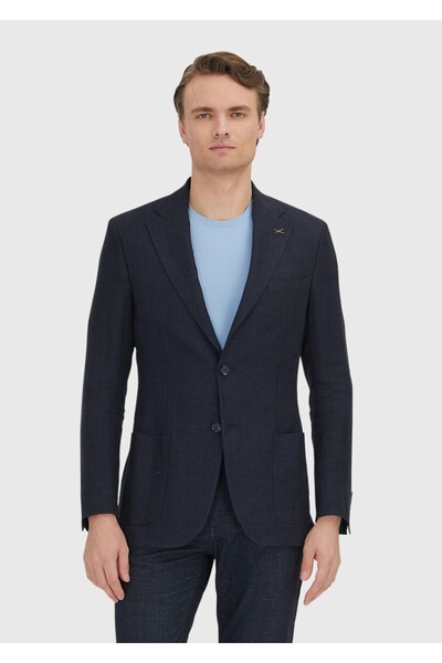 Ramsey Σκούρο μπλε ναυτικό μπουφάν Zeroweight εφαρμοστό 100% λινό