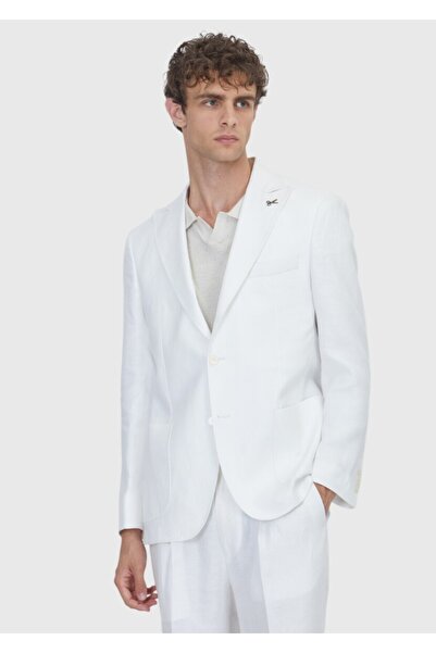 Ramsey Ecru Plain Zeroweight Slim Fit 100% Linen Suit