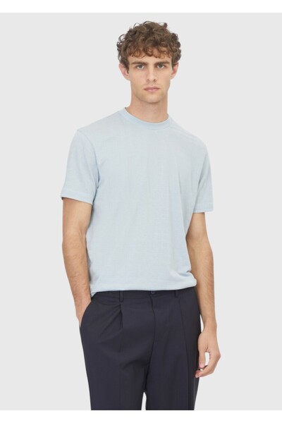 Ramsey Light Blue Jacquard 100% Cotton T-Shirt