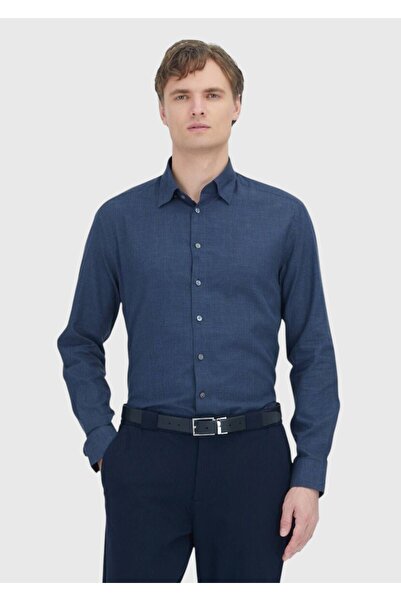 Ramsey Light Navy Checkered Casual Fit Woven Casual 100% Cotton Shirt