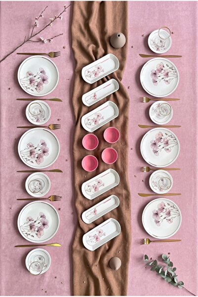 Erbaşlar Açelya Lüx Rölyefli 22 Parça 6 Kişilik Kahvaltı Takımı Seti