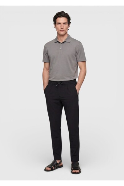 Ramsey Black Casual Jogging Fit Straight Woven Trousers