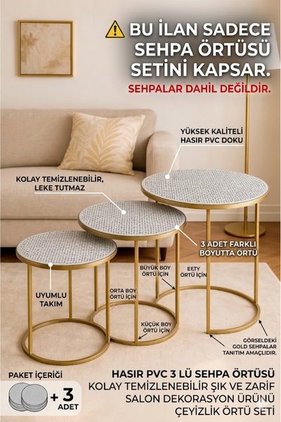 Rona Home 3-Piece Coffee Table Cover Set (Cover Only - Table Not Included) Wi...