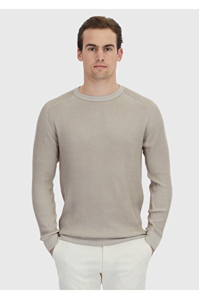 Ramsey Beige Crew Neck Thessaloniki 100% Cotton Knitwear Sweater