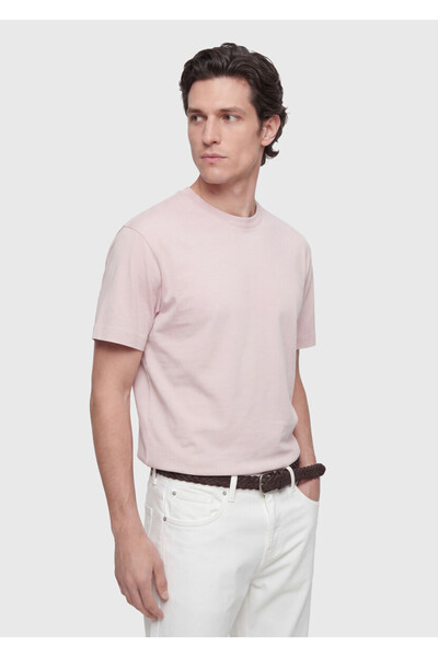 Ramsey Μπλουζάκι Pink Plain Crew Neck 100% βαμβάκι