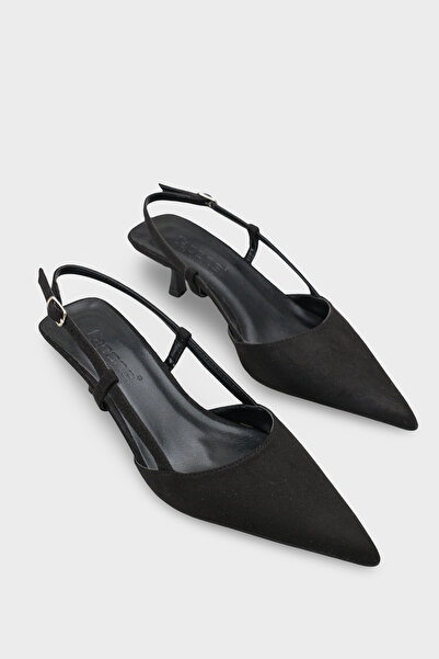 Capone Outfitters Vitoria Sivri Burunlu Orta Topuklu Arkası Kare Arkadan Bant...