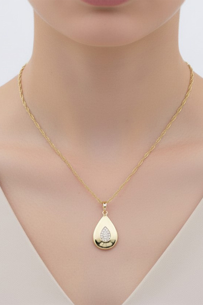 XUPING JEWELRY Stil Incisi/Xupıng Jewelry 14 Ayar Altın Kaplama Su Damlası Ta...