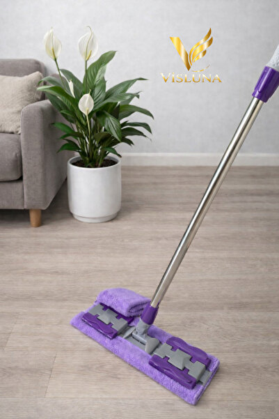 VİSLUNA (+1 Yedek Bez Hediyeli ) Mikrofiber Mandallı Mop Pratik Cam Duvar Yüz...