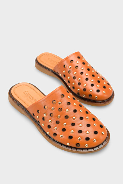 Capone Outfitters Γυναικείες παντόφλες Sabo από γνήσιο δέρμα Lidia με ίσιο τα...