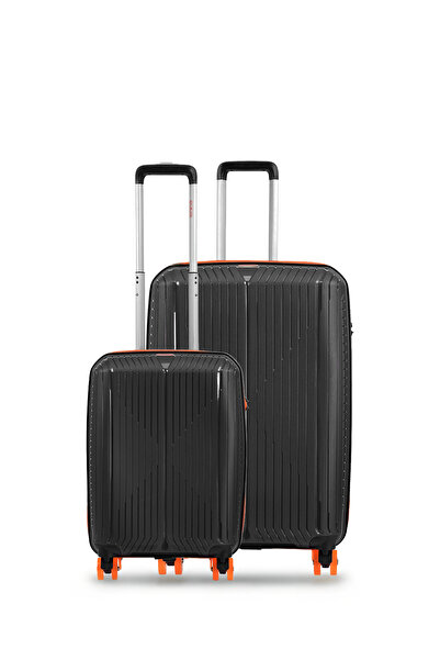 GROUND Sirius 2'li Valiz Seti Büyük-Kabin - Kaykay Tekerlekli – Siyah - 10728