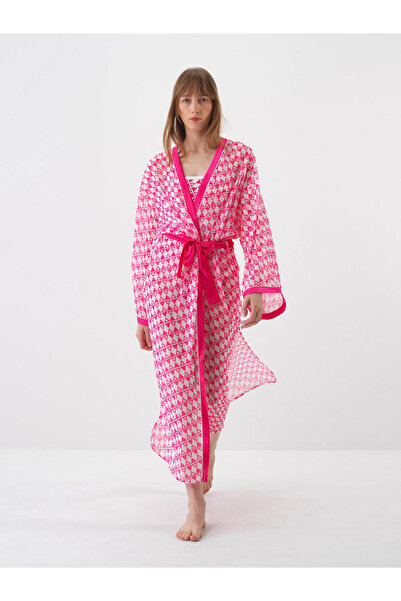 Xint Kadın Pembe Formunu Koruyan Oversize Kimono
