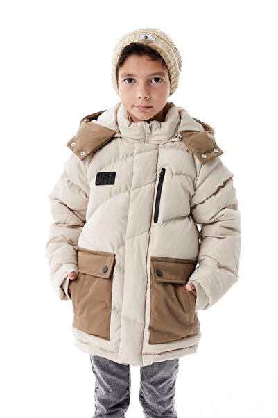 benitto kids Χοντρό χειμωνιάτικο παλτό για αγόρι με κουκούλα 51335