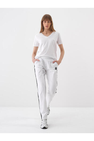 Xint Kadın Beyaz Pamuk Dokulu Regular Fit Sweat Pantolon