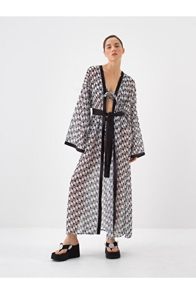 Xint Kadın Siyah Formunu Koruyan Oversize Kimono