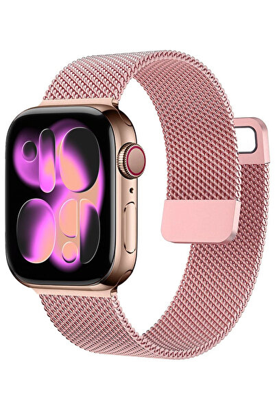 Nezih Case Apple Watch Seri 10 42mm / Seri 11 42mm Uyumlu Paslanmaz Hasır Örg...
