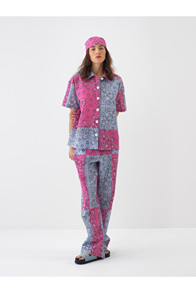 Xint Kadın Pembe Pamuk Dokulu Oversize Pantolon