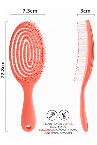 SheMask Tarak Saç Fırçası ve Tarak 3D Spiral Mucizevi Tarak Kolay Saç Açıcı S...