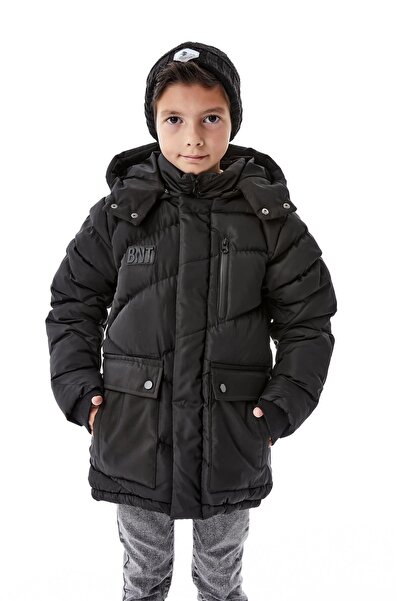 benitto kids Χοντρό χειμωνιάτικο παλτό για αγόρι με κουκούλα 51335