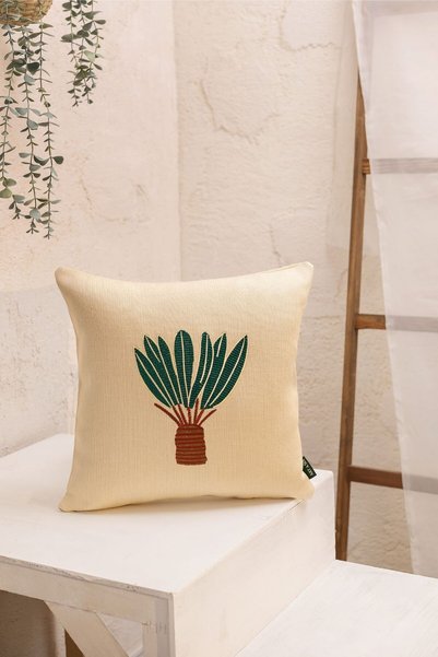 ARTASIX Green Crown Special Embroidered Luxury Decorative Throw Pillow