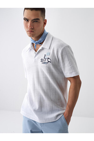 Xint Erkek Beyaz Regular Fit Pamuklu Polo Yaka Tişört