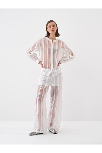 Xint Kadın Beyaz Doğal Dökümlü Oversize Pantolon