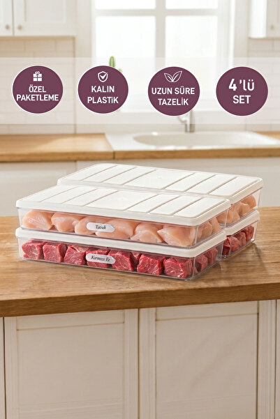 Genel Markalar 4 Adet 1 Lt. Nora Organizer Buzdolabı Buzluk Düzenleyici Sakla...