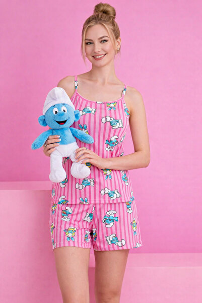 rindahomewear Γυναικείο Σετ Πιτζάμες με Σχέδιο με Σορτς με Κορδόνια Μιλανέζικο