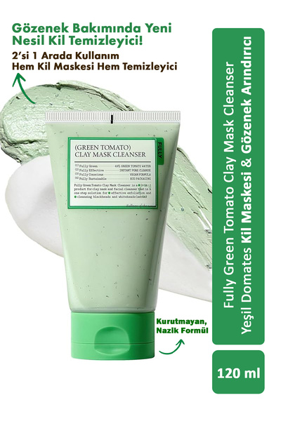 FULLY Green Tomato Clay Mask Cleanser / Yeşil Domates Kil Maskesi & Gözenek A...