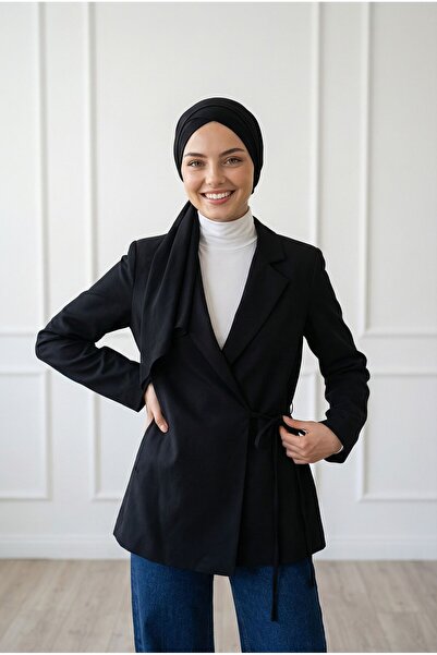 MİHRA STORE Μπουφάν με πλαϊνές δέσεις από κισσό - KT1915 Μαύρο