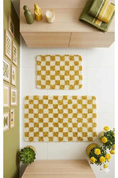 EUROBANO Chess 2'li Banyo Paspası Kaymaz Taban 60x100-60x50