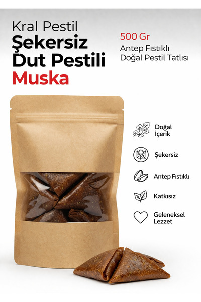 Kral Pestil Şekersiz Dut Pestili Muska 500 Gr – Antep Fıstıklı Doğal Pestil T...