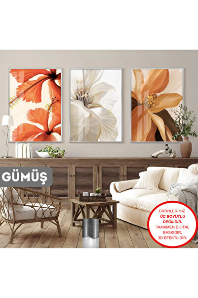 Harika bir ev MARVELOUS HOME OFFICE SOFT-ORANGE FLOWER COMBINATION FRAMED TEM...