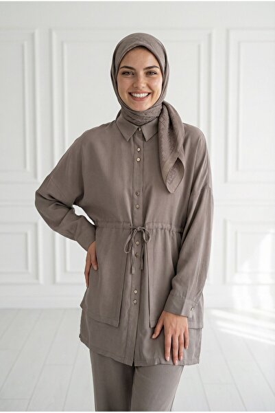 MİHRA STORE Πουκάμισο Saye με Κάπα και Τούνελ στη Μέση - BN4659 Βιζόν