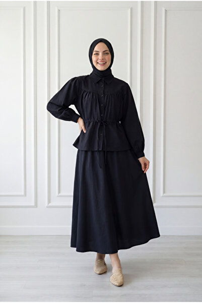 MİHRA STORE Övün Cupra Σετ Φούστας και Τούνελ-NA3437 Μαύρο