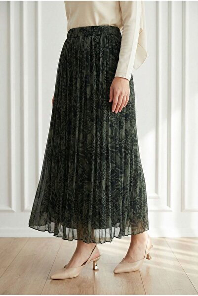 MİHRA STORE Φούστα σιφόν με σχέδια Bensu-FA1073.1 Πράσινο