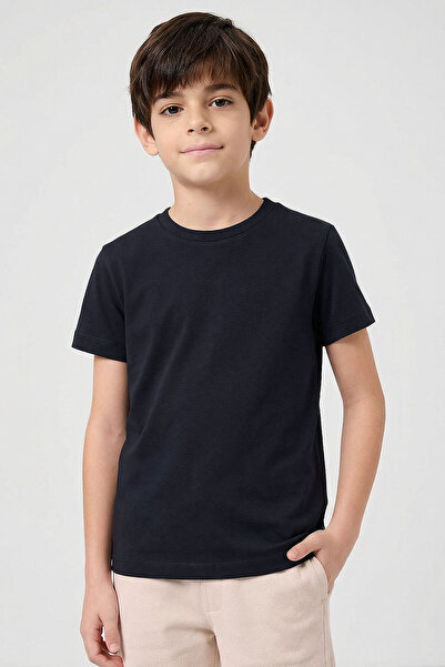 TOMMY LIFE Παιδικό μπλουζάκι με λαιμόκοψη σε μπλε ναυτικό χρώμα Standard Fit ...