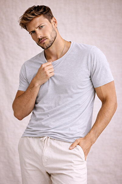 WE AND ME Men's Regular Fit Short Sleeve Dirty Collar Basic T-Shirt 90% Cotton