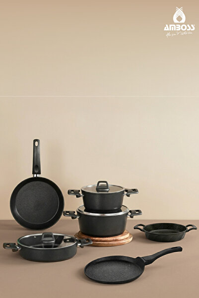 Amboss ASTEN - 7 Pieces Orion Black Pan + 26 cm Crepe + 18 cm Quartz Pan